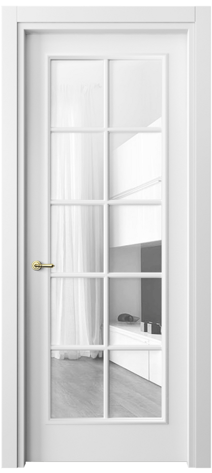 Межкомнатная дверь Paris 8102 Матовый белоснежный Прозрачное стекло Цена 3380 AZE| Volhovec