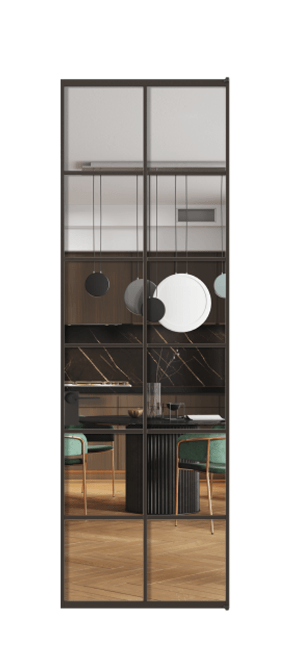 Алюминиевая дверь АЛПЛ040.05 Алюминий антрацит Прозрачное стекло "Crystal Vision", калёное Цена 151690  | Volhovec