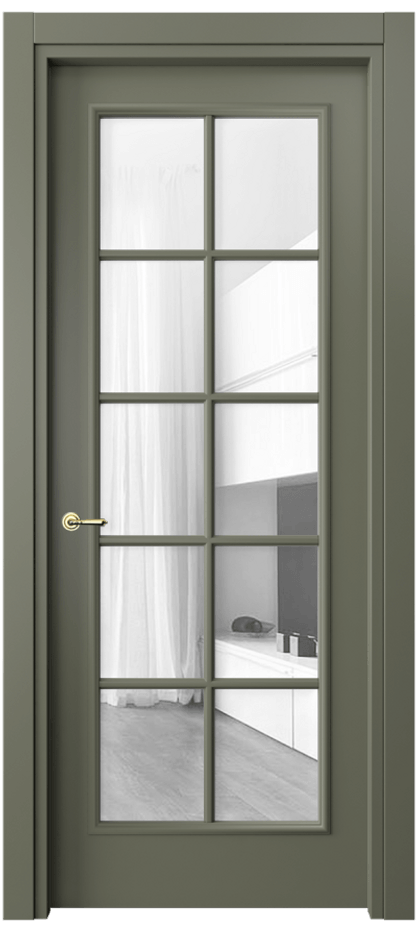 Межкомнатная дверь Paris 8102 Матовый оливковый тёмный Прозрачное стекло Цена 3380 AZE| Volhovec