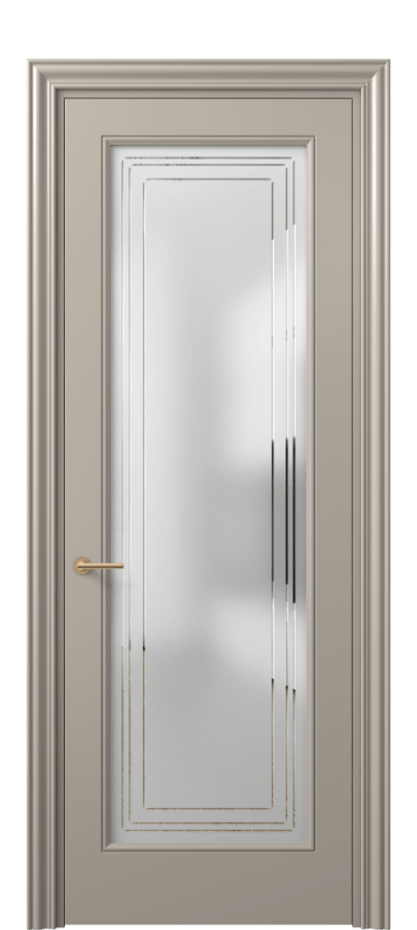 Межкомнатная дверь Mascot 8400 Матовый бисквитный Сатинированное стекло с гравировкой "Грани", триплекс Цена 3650 AZE | Volhovec