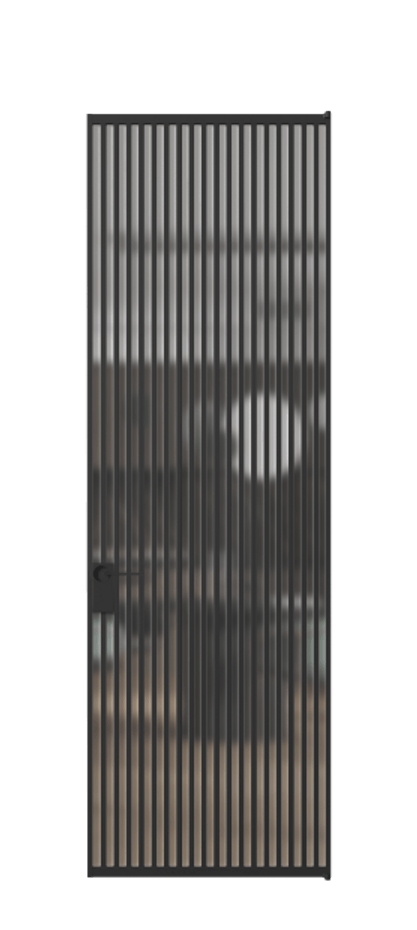 Алюминиевая дверь АЛПЛ040.06 Алюминий Черный Сатинированное стекло "Matelux Crystal Vision", калёное, матовое, каленое 6 мм Цена 223990  | Volhovec