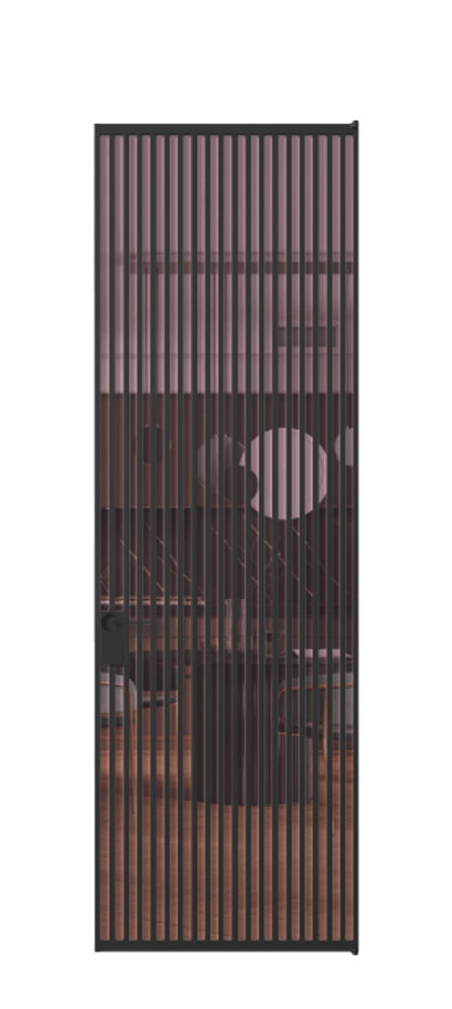 Алюминиевая дверь АЛПЛ040.06 Алюминий Черный Прозрачное розовое стекло, триплекс Цена 186370  | Volhovec