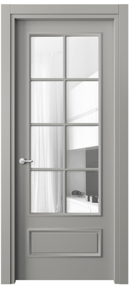 Межкомнатная дверь Paris 8112 Матовый нейтральный серый Прозрачное стекло Цена 64779 ₽| Volhovec