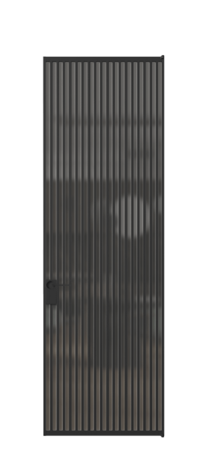 Алюминиевая дверь АЛПЛ040.06 Алюминий Черный Сатинированное серое стекло, триплекс Цена 186370  | Volhovec