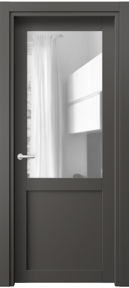 Межкомнатная дверь Нео 2122 ПЭТ графитовый Прозрачное стекло, триплекс Цена 25749 ₽ | Volhovec
