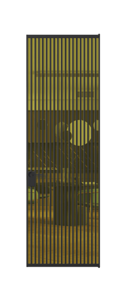 Алюминиевая дверь АЛПЛ040.06 Алюминий Черный Прозрачное жёлтое стекло, триплекс Цена 186370  | Volhovec