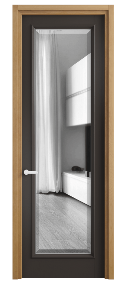 Межкомнатная дверь Charm 6702 Бук антрацит Двустороннее зеркало с фацетом, триплекс Цена 107399 ₽ | Volhovec