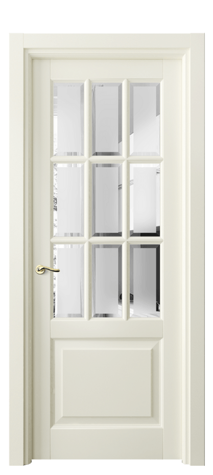 Межкомнатная дверь Lignum 0748 Бук молочно-белый Сатинированное стекло с фацетом Цена 6390 AZE | Volhovec