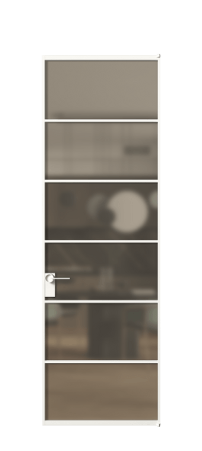 Алюминиевая дверь АЛПЛ040.04 Алюминий Белый Сатинированное бронзовое стекло, триплекс Цена 119545  | Volhovec