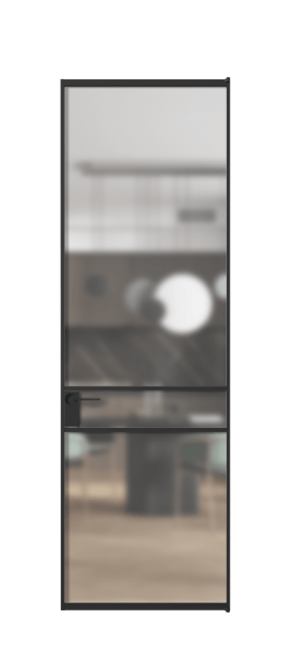 Алюминиевая дверь АЛПЛ040.02 Алюминий Черный Сатинированное стекло "Matelux Crystal Vision", калёное, матовое, каленое 6 мм Цена 141190  | Volhovec