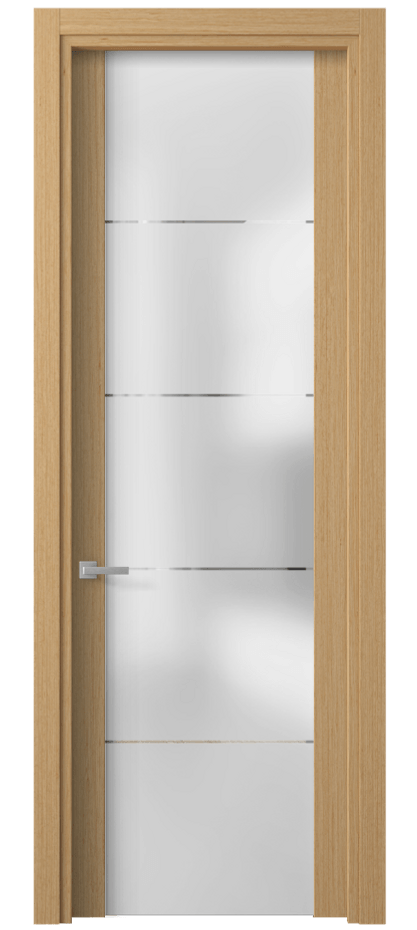 Межкомнатная дверь Планум 4114 Дуб песочный рифт Сатинированное стекло с гравировкой «КВАДРО», триплекс Цена 64039 ₽ | Volhovec