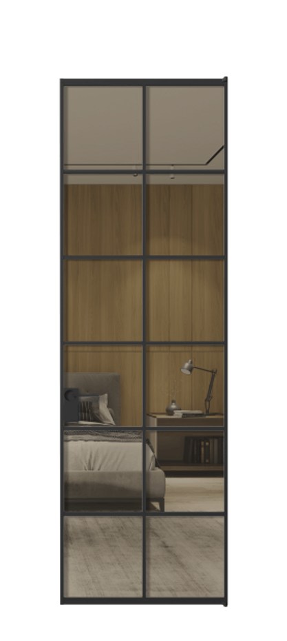 Алюминиевая дверь АЛПЛ040.05 Алюминий Черный Рефлективное бронзовое стекло "Stopsol", калёное Цена 146690  | Volhovec