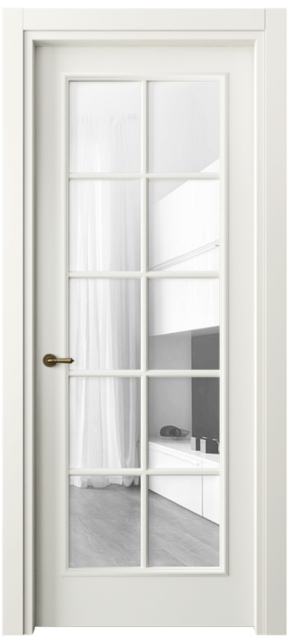 Межкомнатная дверь Paris 8102 Матовый жемчужный Прозрачное стекло Цена 64779 ₽| Volhovec