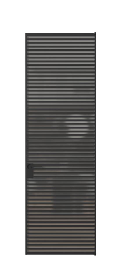 Алюминиевая дверь АЛПЛ040.07 Алюминий Черный Сатинированное серое стекло, триплекс Цена 186370  | Volhovec