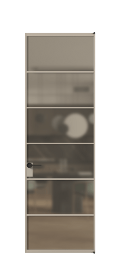 Алюминиевая дверь АЛПЛ040.04 Алюминий бисквитный Сатинированное бронзовое стекло, триплекс Цена 123295  | Volhovec