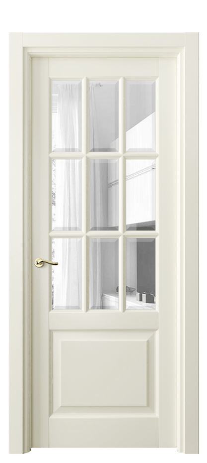 Межкомнатная дверь Lignum 0748 Бук молочно-белый Прозрачное стекло с фацетом Цена 122599 ₽ | Volhovec