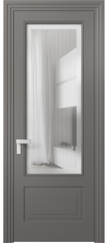 Межкомнатная дверь Rocca 8342 Матовый классический серый Сатинированное с гравировкой "Каннелюры", триплекс Цена 78519 ₽ | Volhovec