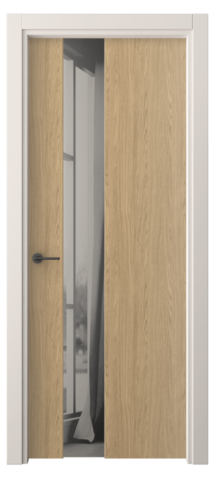 Межкомнатная дверь Freedom 4224 Жемчужный дуб Двустороннее серое зеркало, триплекс Цена 34239 ₽ | Volhovec