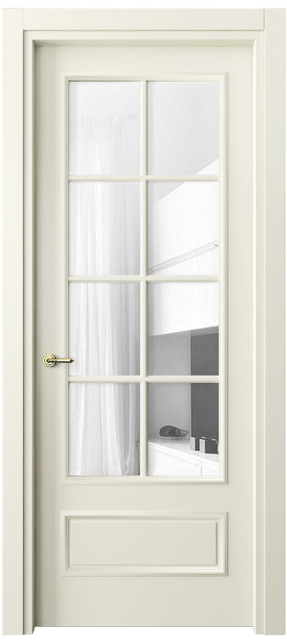 Межкомнатная дверь Paris 8112 Матовый молочно-белый Прозрачное стекло Цена 64779 ₽| Volhovec
