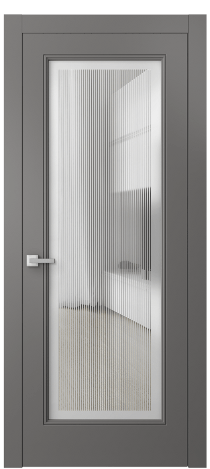 Межкомнатная дверь Linea 8300 Матовый классический серый Сатинированное с гравировкой "Каннелюры", триплекс Цена 70319 ₽ | Volhovec