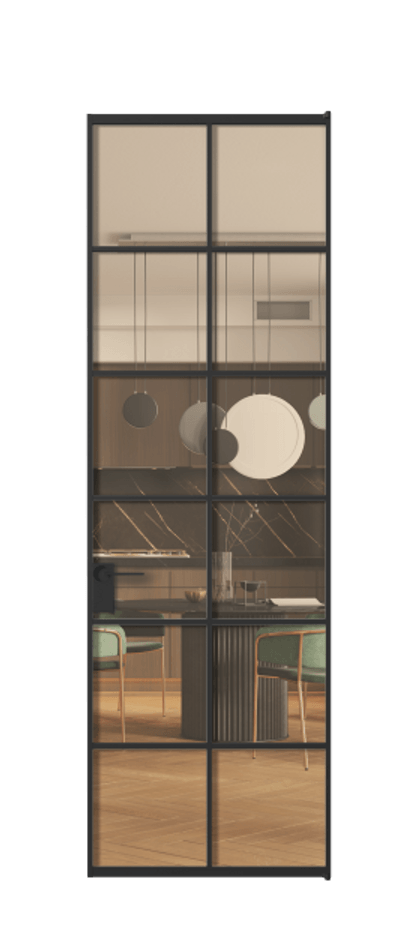 Алюминиевая дверь АЛПЛ040.05 Алюминий Черный Прозрачное оранжевое стекло, триплекс Цена 124530  | Volhovec