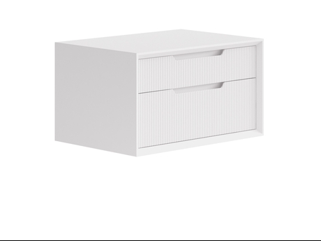 Мебель Тумба подвесная прикроватная Velvet 2 ящика. Цвет Матовый пудровый белый. Материал Гладкая эмаль. Коллекция Тумба подвесная прикроватная Velvet 2 ящика. Картинка.