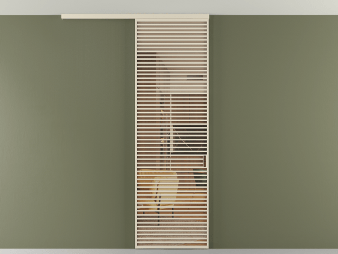 Перегородка Formato вдоль стены на потолок 1 створка АЛПР 040.07 Алюминий бежево-серый Прозрачное оранжевое стекло, триплекс Цена 187228 ₽ | Volhovec