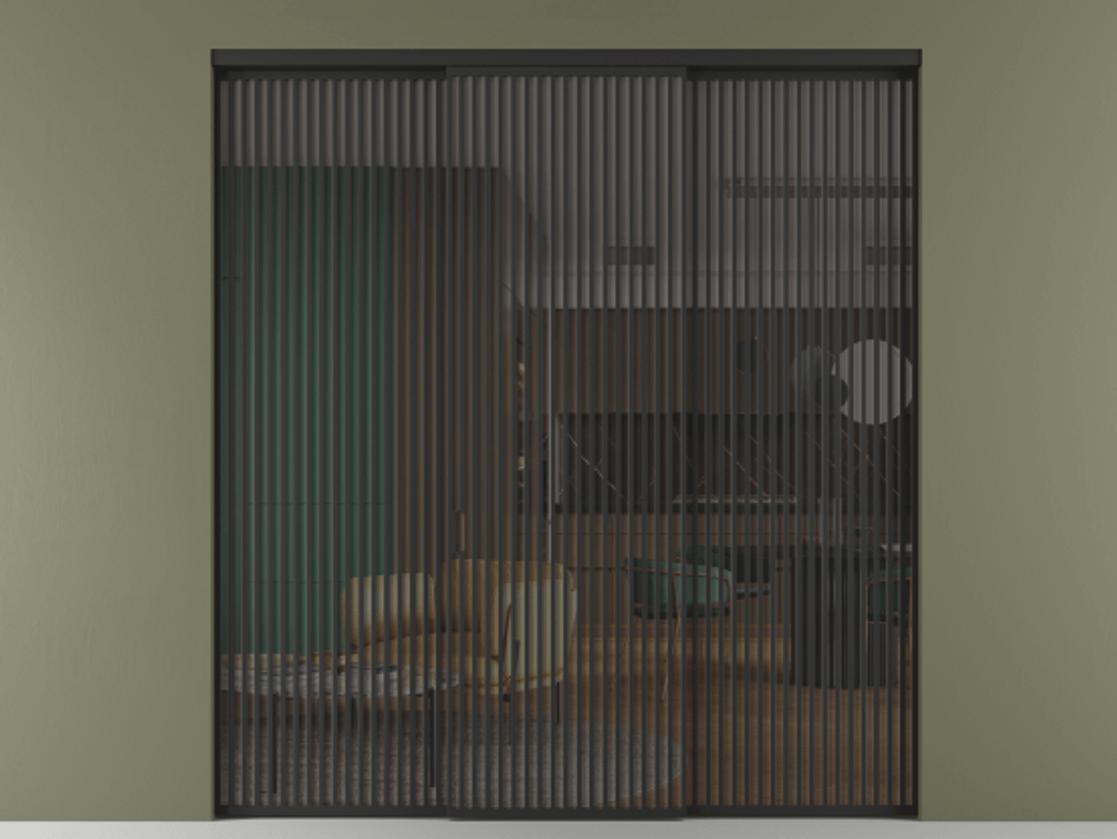 Перегородка Formato внутри проёма 3 створки АЛПР 040.06 Алюминий Черный Прозрачное серое стекло, триплекс Цена 462620 ₽ | Volhovec