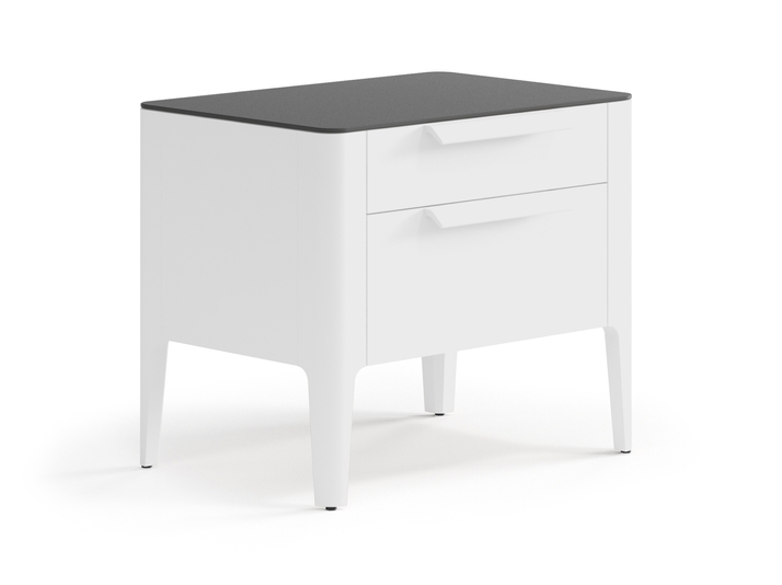 Мебель Тумба прикроватная Piega 2 ящика. Цвет Матовый белоснежный. Материал Гладкая эмаль. Коллекция Тумба прикроватная Piega 2 ящика. Картинка.