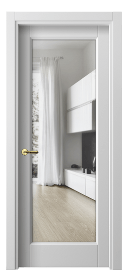 Дверь межкомнатная 1402 МБЛ Прозрачное стекло. Цвет Матовый белоснежный. Материал Гладкая эмаль. Коллекция Galant. Картинка.