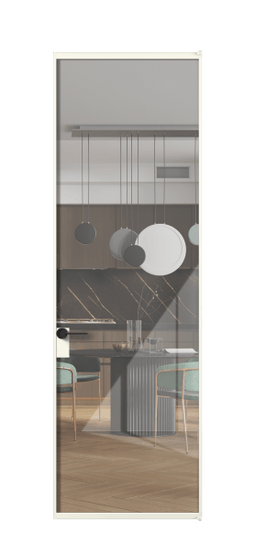 Дверь межкомнатная АЛПЛ040.01 АЖМ Алюминий жемчужный Stopsol Clear прозрачное. Цвет Алюминий жемчужный. Материал Алюминий в эмали. Коллекция Formato. Картинка.