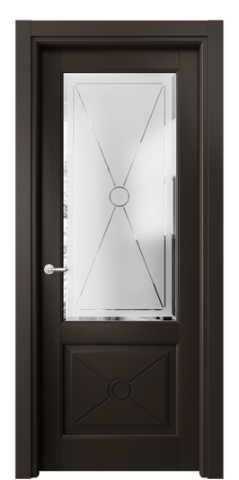 Дверь межкомнатная 6362 МАН Сатинированное стекло с гравировкой и фацетом. Цвет Матовый антрацит. Материал Гладкая эмаль. Коллекция Тоскана Литера. Картинка.