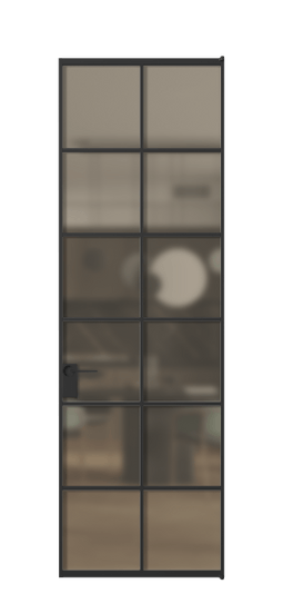 Дверь межкомнатная АЛПЛ040.05 Бронза сатин триплекс ЧЕР. Цвет Алюминий Черный. Материал Алюминий. Коллекция Формато. Картинка.