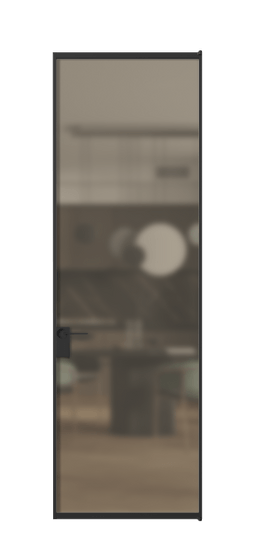 Дверь межкомнатная АЛПЛ040.01 Бронза сатин триплекс ЧЕР. Цвет Алюминий Черный. Материал Алюминий. Коллекция Формато. Картинка.