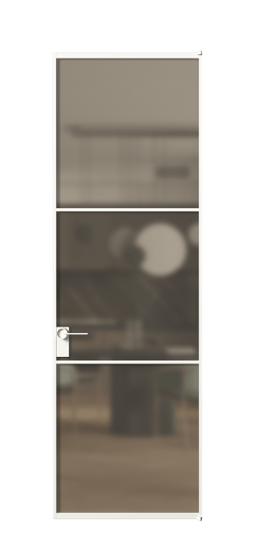 Дверь межкомнатная АЛПЛ040.03 Бронза сатин триплекс БЕЛ. Цвет Алюминий Белый. Материал Алюминий. Коллекция Формато. Картинка.