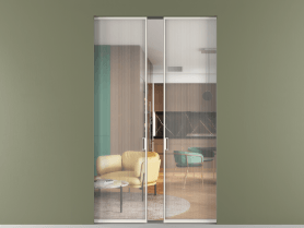 Алюминевая перегородка skr2_01_ Алюминий пудровый белый Moru. Цвет Алюминий пудровый белый. Материал Алюминий в эмали. Коллекция Перегородка Formato скрытый пенал 2 створки. Картинка.