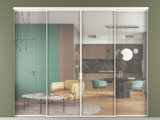 Алюминевая перегородка vn2+2_01_ Алюминий пудровый белый Moru. Цвет Алюминий пудровый белый. Материал Алюминий в эмали. Коллекция Перегородка Формато внутри проёма 4 створки. Картинка.