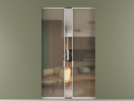 Алюминевая перегородка skr2_01_ Алюминий светло-серый Бронза сатин матовое. Цвет Алюминий светло-серый. Материал Алюминий в эмали. Коллекция Перегородка Formato скрытый пенал 2 створки. Картинка.