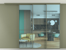 Перегородка Формато вдоль стены на потолок 3 створки с синхронным механизмом