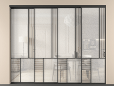 Перегородка Mosaic внутри проёма 4 створки с синхронным механизмом