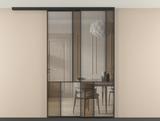 Перегородка Mosaic вдоль стены на потолок 2 створки с синхронным механизмом