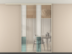 Перегородка Mosaic вдоль стены на потолок 2 створки с синхронным механизмом